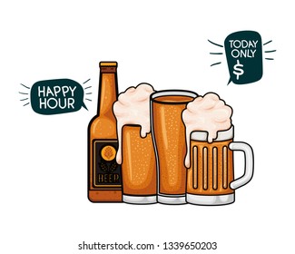 bottle of beer and glass isolated icon