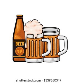 bottle of beer and glass isolated icon