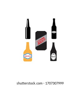 Bottle and beer glass logo template