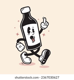 Bottle Beer Glass Mascot Cartoon Walking Glass Bottle Cartoon Character Funny Mascot Glass Character