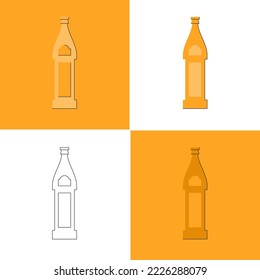 Bottle of beer, great design for any purposes. Flat style. Color form. Party drink concept. Icon bottle. Simple image shape with a thin line of shadow. Four types of object on different backdrop.
