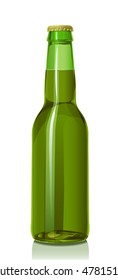 Bottle of beer from green glass and a metal cover (serie of images).