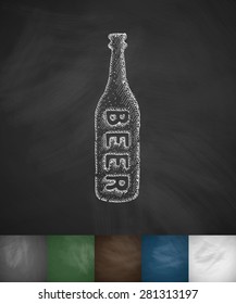 bottle of beer icon. Hand drawn vector illustration. Chalkboard Design