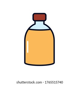 bottle with beer icon over white background, line fill style, vector illustration