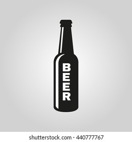 Bottle of beer icon. Beer and pub, bar symbol. UI. Web. Logo. Sign. Flat design. App.Stock vector