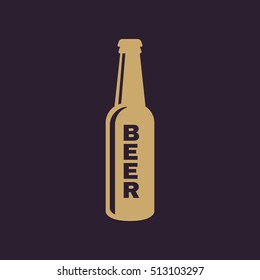 Bottle of beer icon. Beer and pub, bar symbol. UI. Web. Logo. Sign. Flat design. App.Stock vector