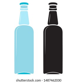 Bottle of beer icon. Symbol of alcohol. Sign of Lager or craft beer. Isolated logo pattern design. Flat colorful or black element of Glass bottle. Concept of Oktoberfest. Vector illustration. 