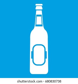 Bottle of beer icon white isolated on blue background vector illustration