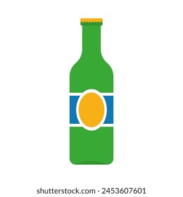 botella de cerveza aislada sobre fondo blanco, ilustración plana de Vector