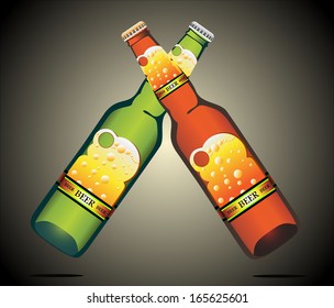 Bottle of Beer with label in two colors