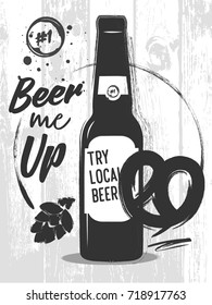 A bottle beer with lettering and  traditional German gingerbread