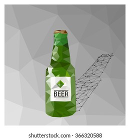 bottle of beer made polygons
on a gray background