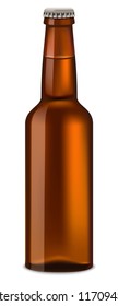 Bottle of beer mockup. Realistic illustration of bottle of beer vector mockup for web design isolated on white background