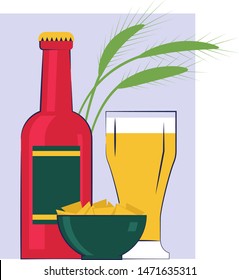 Bottle of beer with a beer mug
