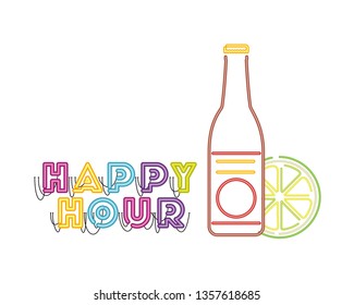 bottle of beer in neon light icon