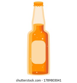 Bottle of beer on white isolated backdrop. Brewery for invitation or gift card, bath tile, notebook, craft beer shop logo, scrapbook. Phone case or cloth print. Flat style stock vector illustration
