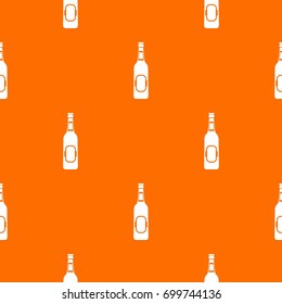 Bottle of beer pattern repeat seamless in orange color for any design. Vector geometric illustration