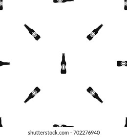 Bottle of beer pattern repeat seamless in black color for any design. Vector geometric illustration