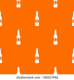 Bottle of beer pattern repeat seamless in orange color for any design. Vector geometric illustration