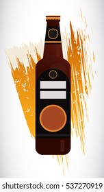 Bottle beer poster. Stock vector. Isolated with abstract texture shape. Abstract background.composition of Complex abstract shapes and bottle beer. Style of modern art and graffiti.