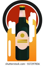 Bottle beer retro poster. Stock vector. Isolated with abstract texture elements. Composition of complex geometric shapes with beer. Style of modern art and gradient bottle beer.