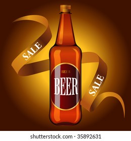 Bottle of beer with ribbon