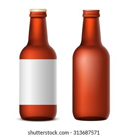 Bottle of beer template isolated on white background - realistic vector illustration