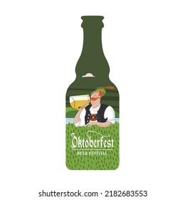 A bottle of beer. Vector colorful illustration. Beer festival, Oktoberfest.