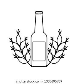 bottle of beer and wheat isolated icon
