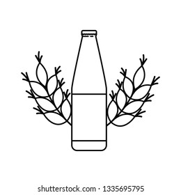 bottle of beer and wheat isolated icon