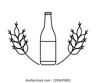 bottle of beer and wheat isolated icon
