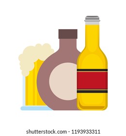 bottle beer wine and glass cup