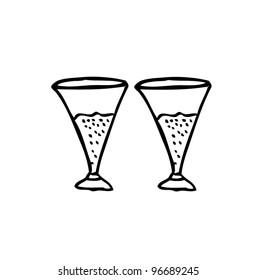 bottle beer wine glass - vector illustration