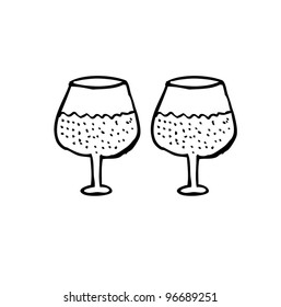 bottle beer wine glass - vector illustration