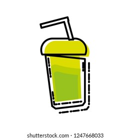 bottle beverage with straw isolated icon