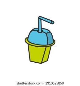 bottle beverage with straw isolated icon