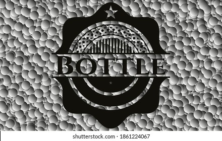 Bottle black badge with grey bubbles background. Vector Illustration. Detailed. 