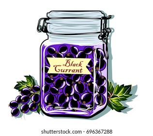  bottle  with black currant jam