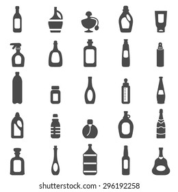 Bottle black icons set.Vector