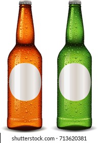 bottle blank package design for beer, cider with many water dropa