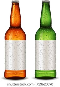 bottle blank package design for beer, cider with many water dropa