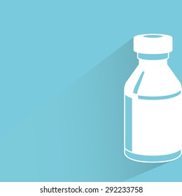 bottle in blue background, shadow and flat theme
