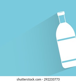 bottle in blue background, shadow and flat theme
