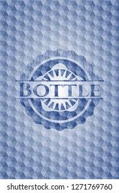 Bottle blue badge with geometric pattern.