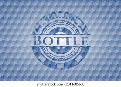 Bottle blue emblem with geometric background. Vector Illustration. Detailed. 