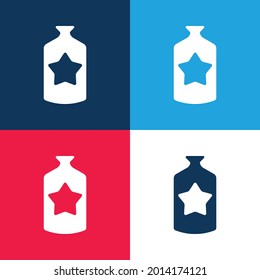 Bottle blue and red four color minimal icon set
