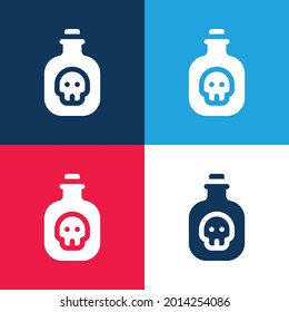 Bottle blue and red four color minimal icon set