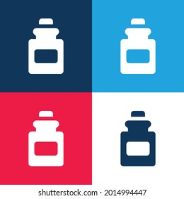 Bottle blue and red four color minimal icon set
