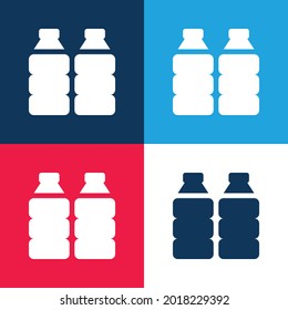 Bottle blue and red four color minimal icon set