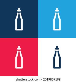 Bottle blue and red four color minimal icon set